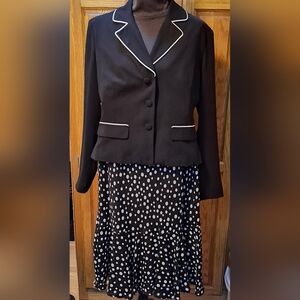 Robbie Bee Black and White Polka Dot Dress with Jacket